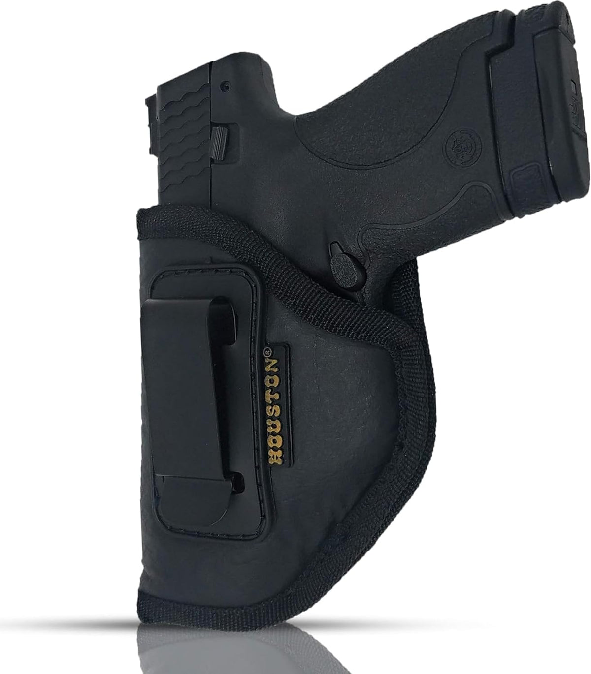 IWB Concealed Carry Holster – Eco Leather BLACK Gun Holster with Metal Clip for Glock, S&W & More