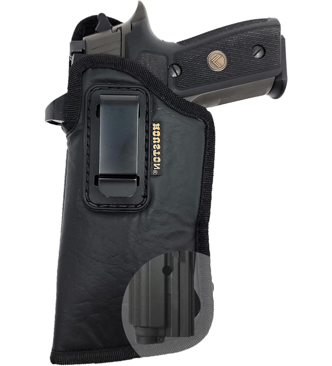 Eco-Leather Optic Cut IWB Holster with Laser – Suede-Lined, Metal Clip, Right & Left Hand