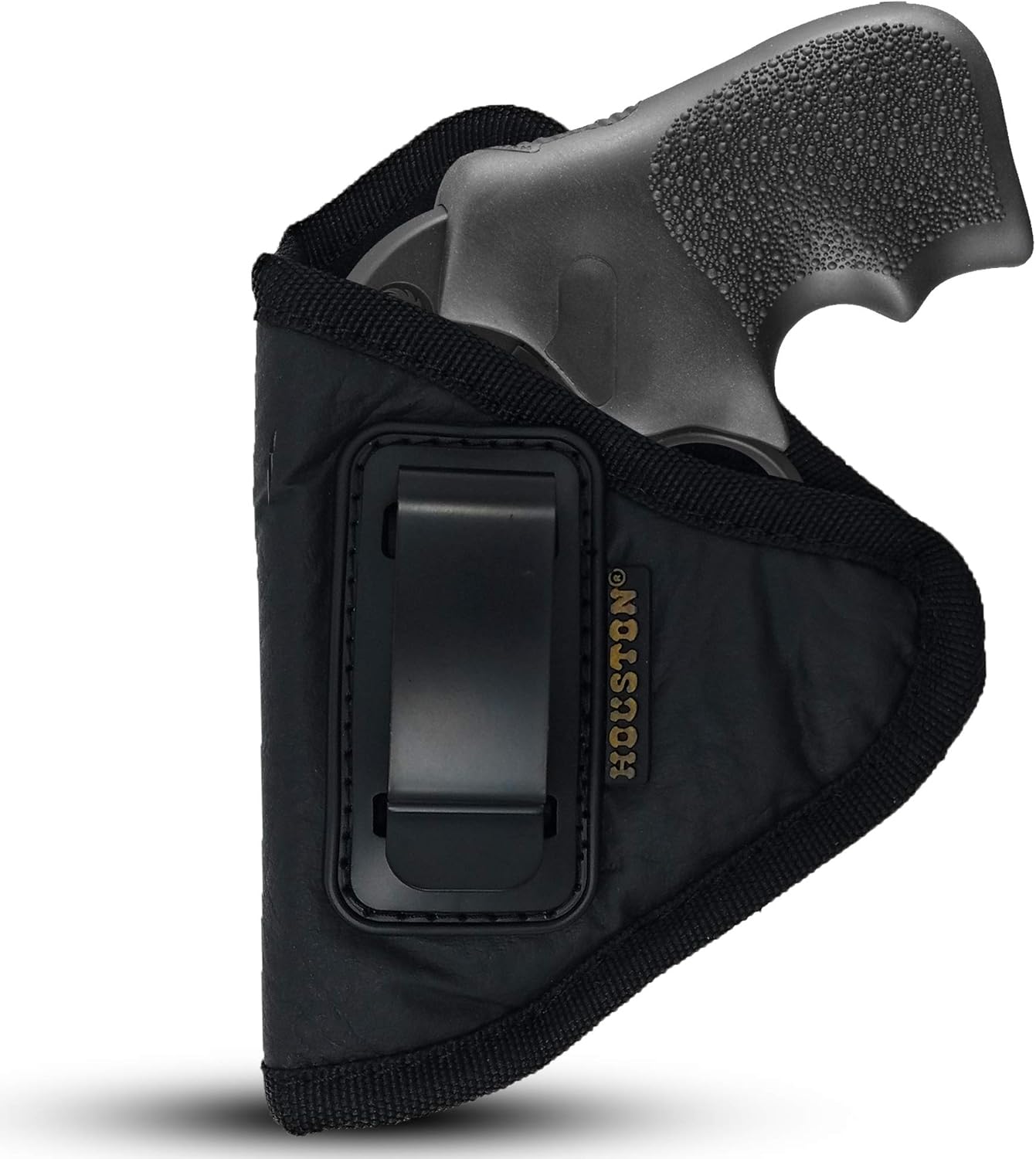 IWB Concealed Carry Holster – Eco Leather BLACK Gun Holster with Metal Clip for Glock, S&W & More