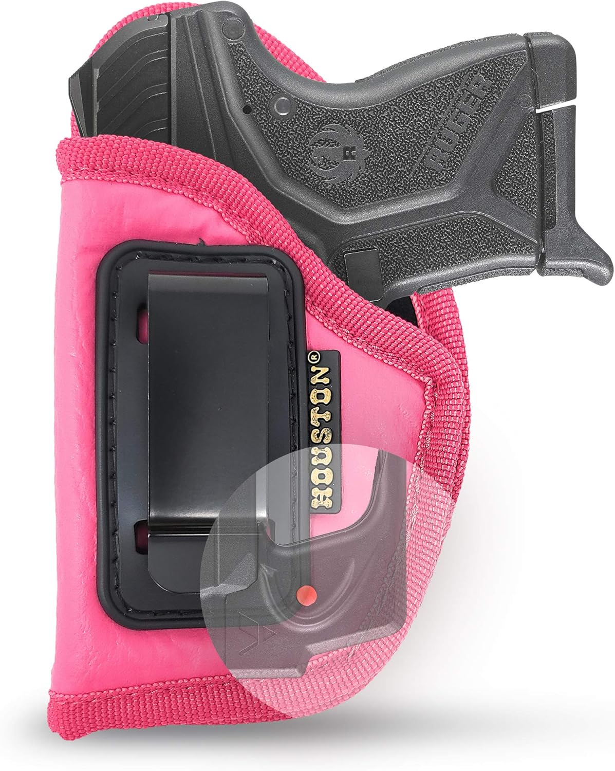 Pink Eco-Leather IWB Holster with Laser – Suede-Lined, Metal Clip, Right & Left Hand