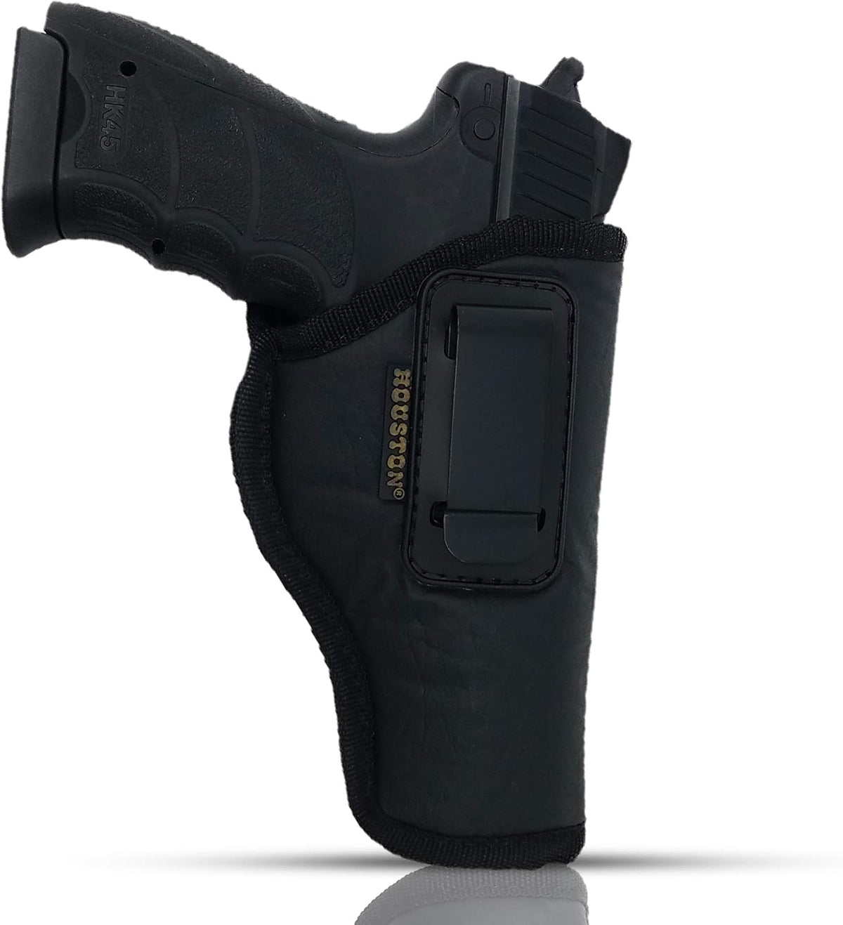 IWB Concealed Carry Holster – Eco Leather BLACK Gun Holster with Metal Clip for Glock, S&W & More
