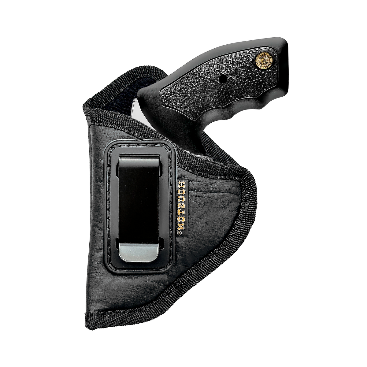 IWB Concealed Carry Holster – Eco Leather BLACK Gun Holster with Metal Clip for Glock, S&W & More