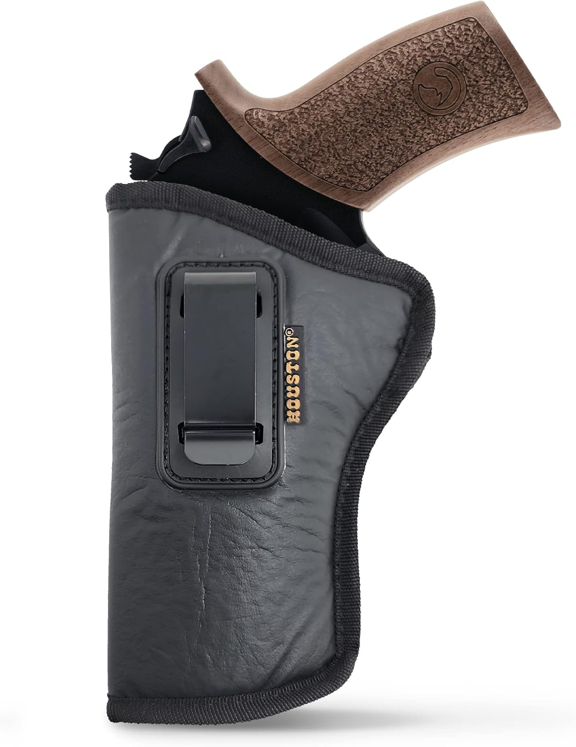 IWB Concealed Carry Holster – Eco Leather BLACK Gun Holster with Metal Clip for Glock, S&W & More