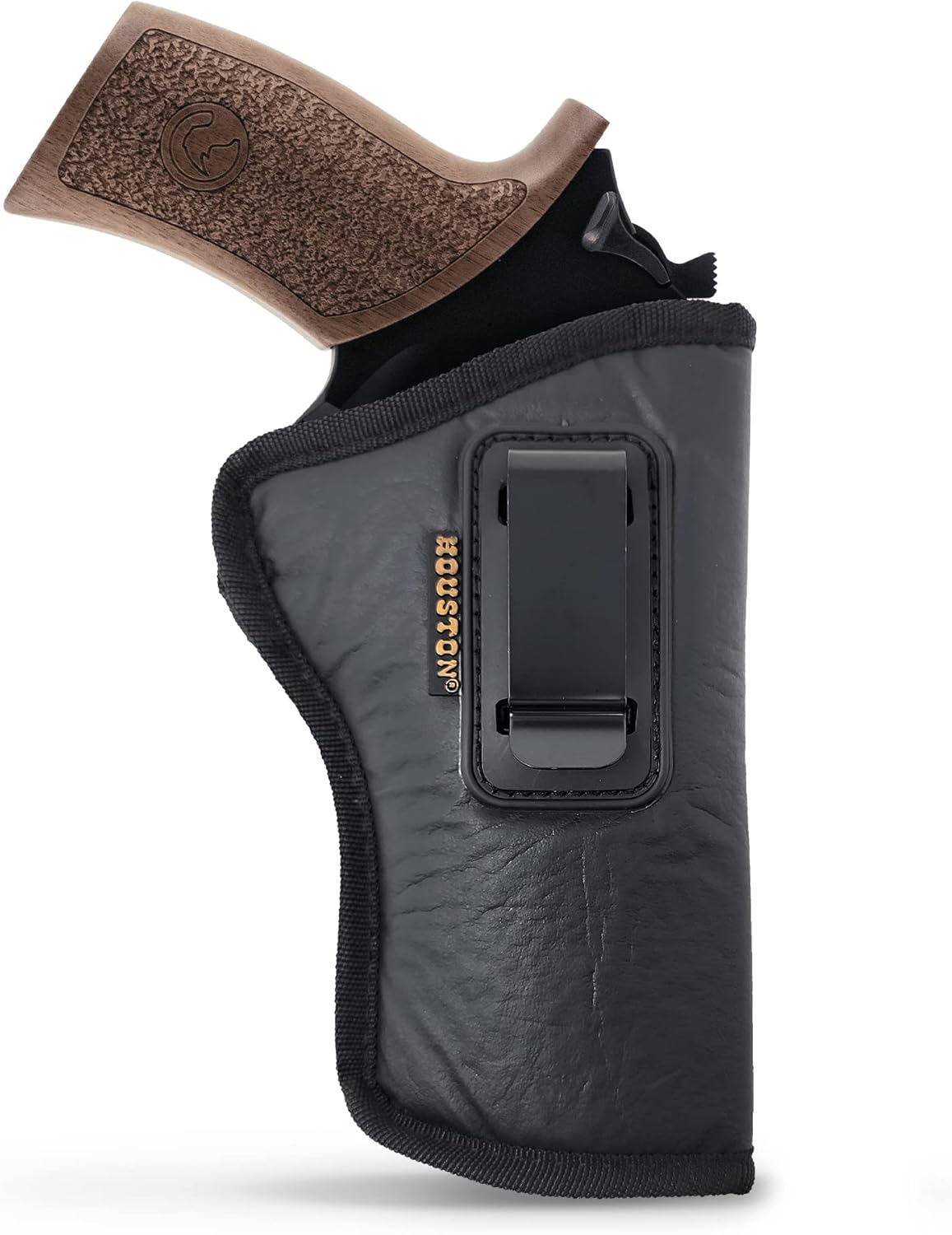 IWB Concealed Carry Holster – Eco Leather BLACK Gun Holster with Metal Clip for Glock, S&W & More