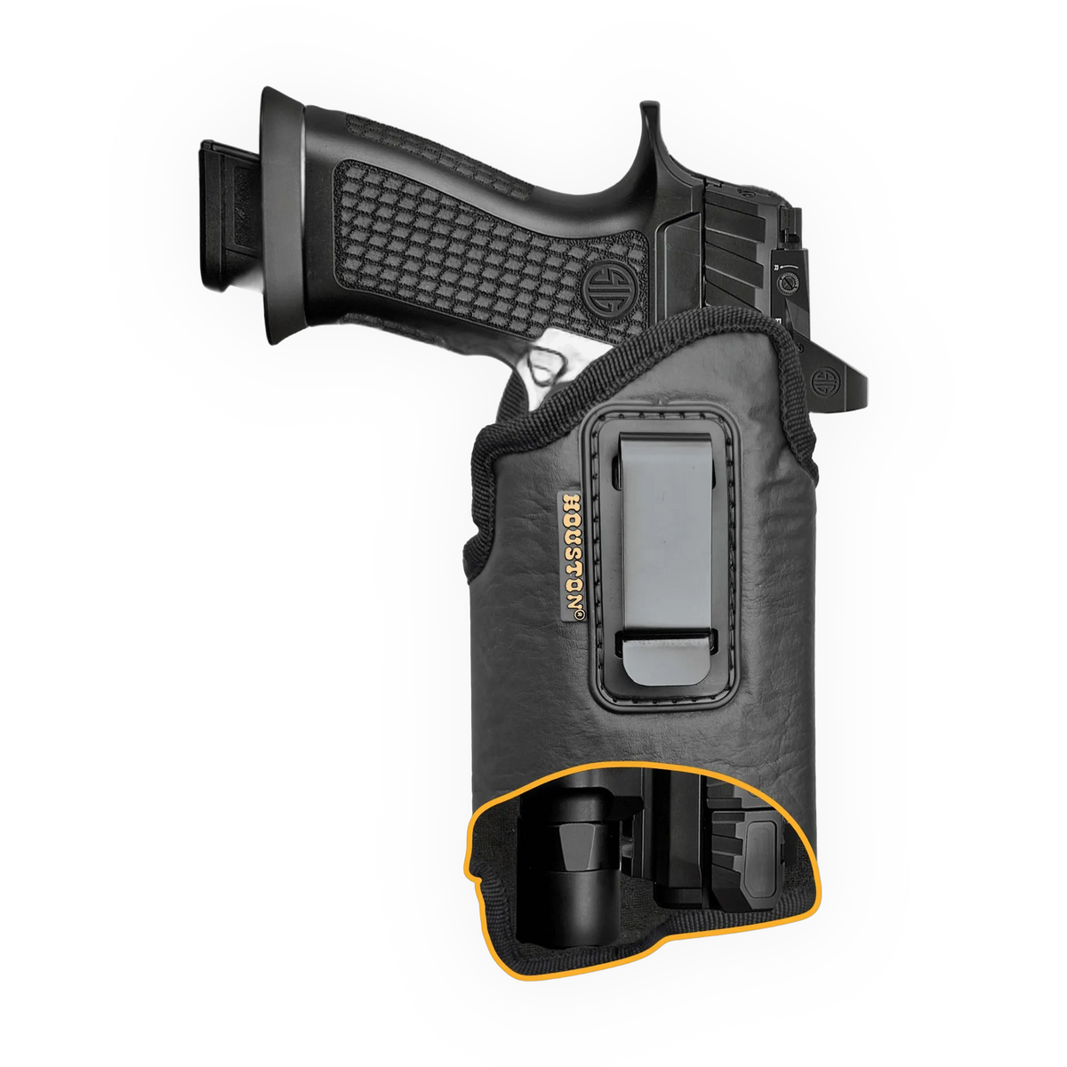 Eco-Leather IWB Holster with Light & Laser – Adjustable Metal Clip, Suede-Lined, Optics Ready