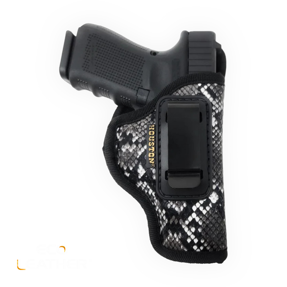 Snake-Print Eco-Leather IWB Holster – Suede-Lined, Metal Clip, Pistols & Revolvers, Right & Left Hand