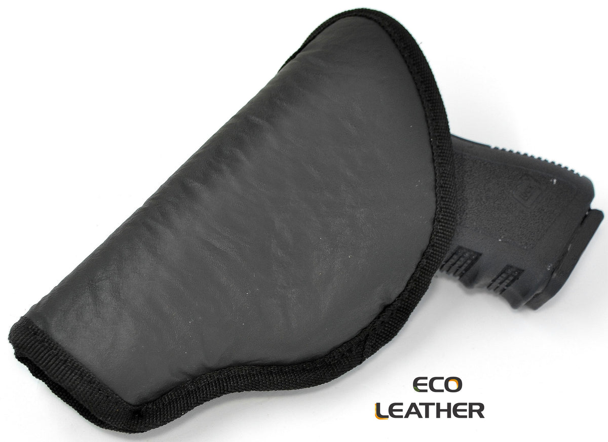 IWB Concealed Carry Holster – Eco Leather BLACK Gun Holster with Metal Clip for Glock, S&W & More