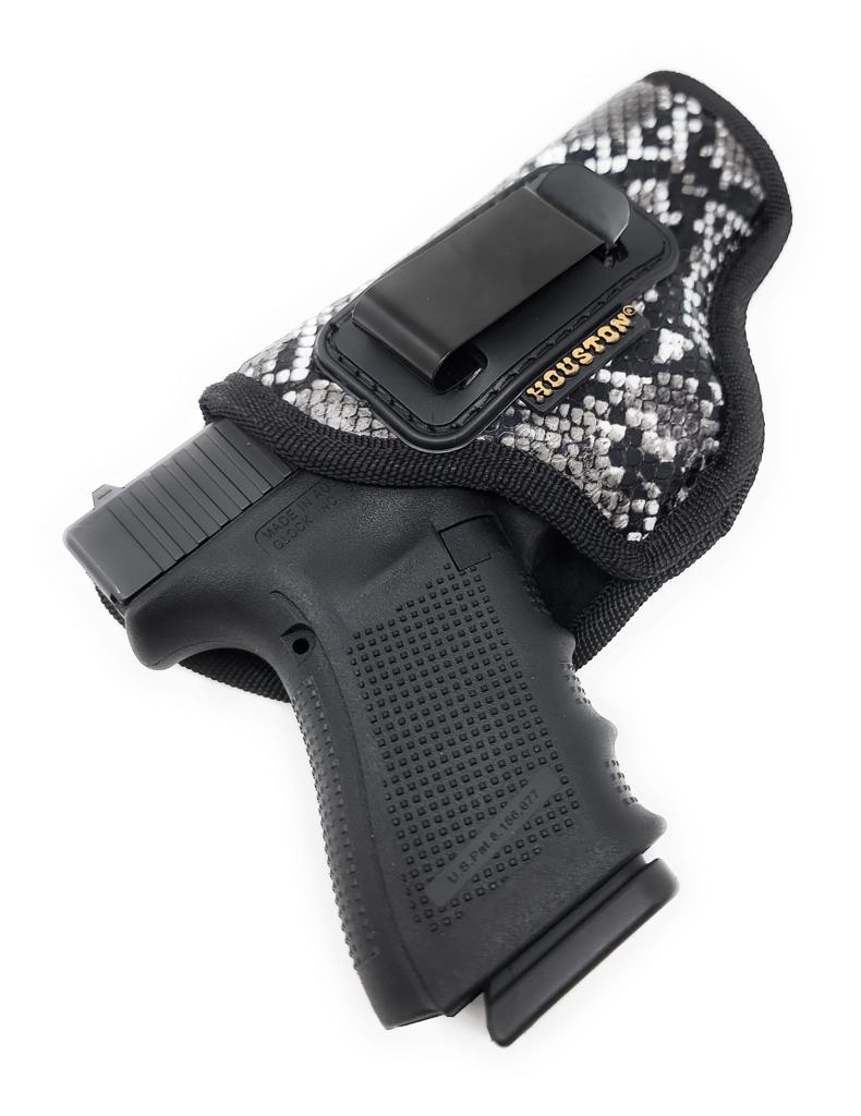 Snake-Print Eco-Leather IWB Holster – Suede-Lined, Metal Clip, Pistols & Revolvers, Right & Left Hand