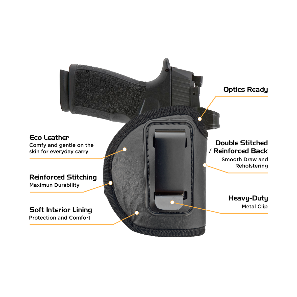 Eco-Leather 4-in-1 Concealed Carry Holster – IWB OWB Cross-Draw
