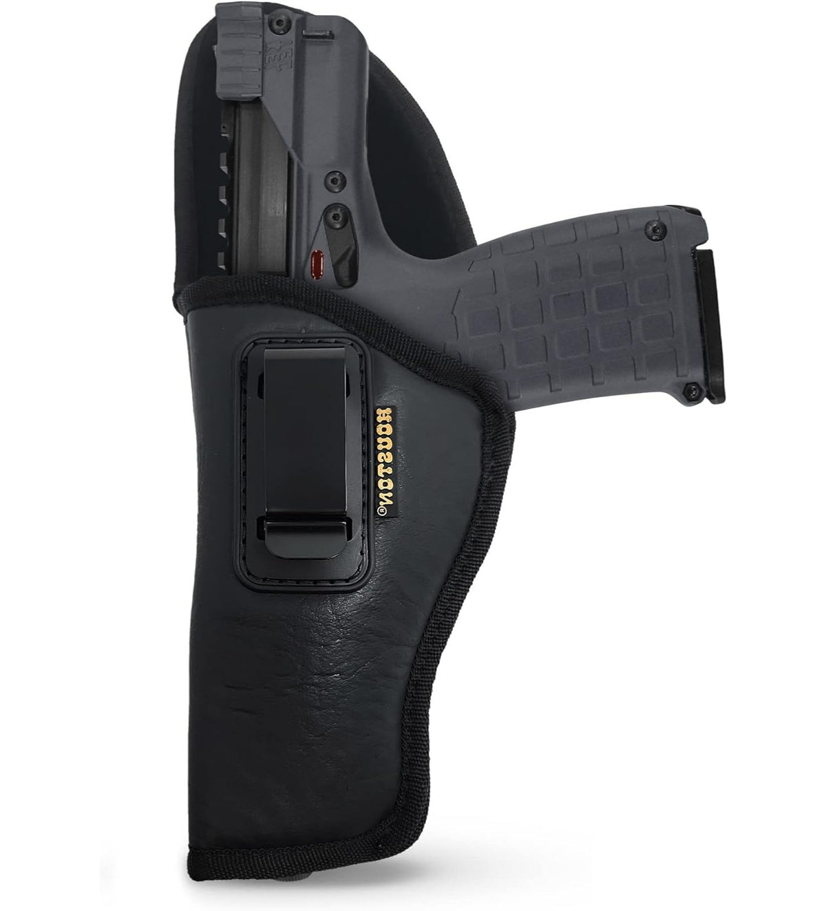 IWB Concealed Carry Holster – Eco Leather BLACK Gun Holster with Metal Clip for Glock, S&W & More