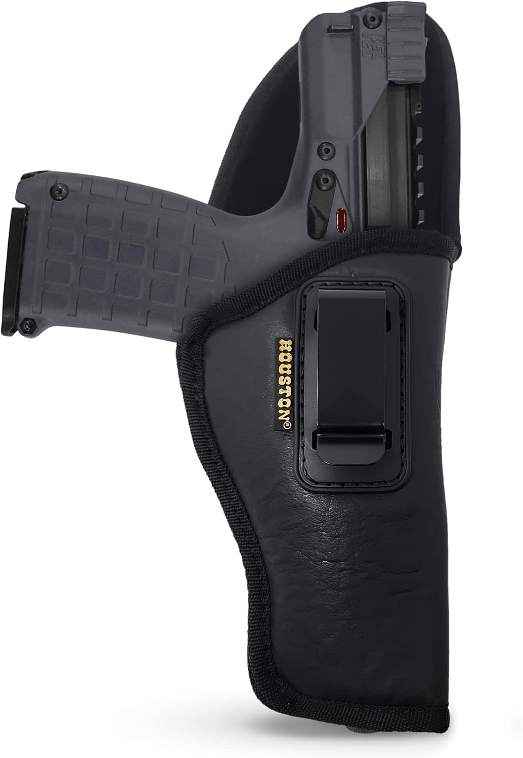 IWB Concealed Carry Holster – Eco Leather BLACK Gun Holster with Metal Clip for Glock, S&W & More