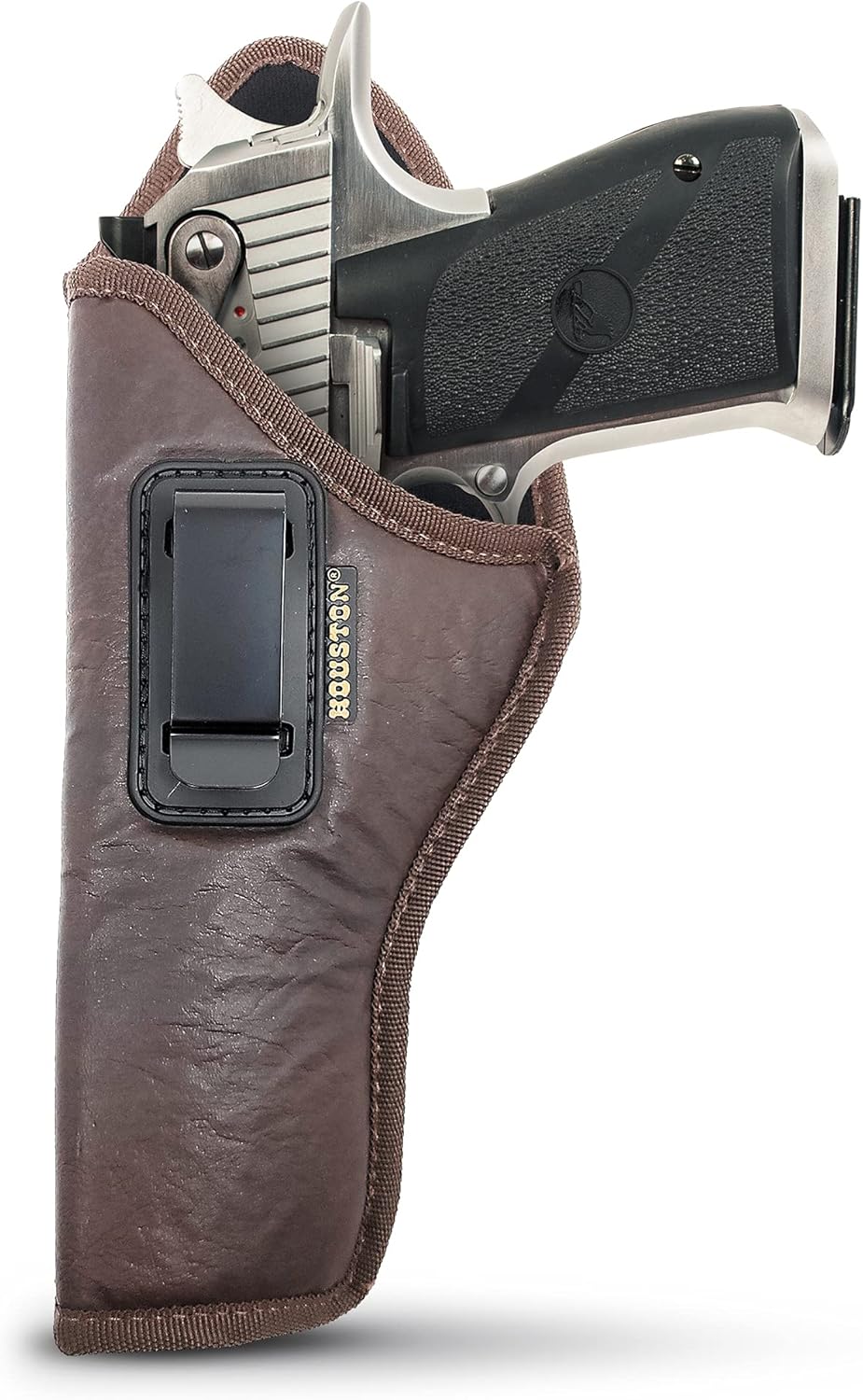 Brown Eco-Leather IWB Holster – Suede-Lined, Metal Clip, Pistols & Revolvers, Right & Left Hand