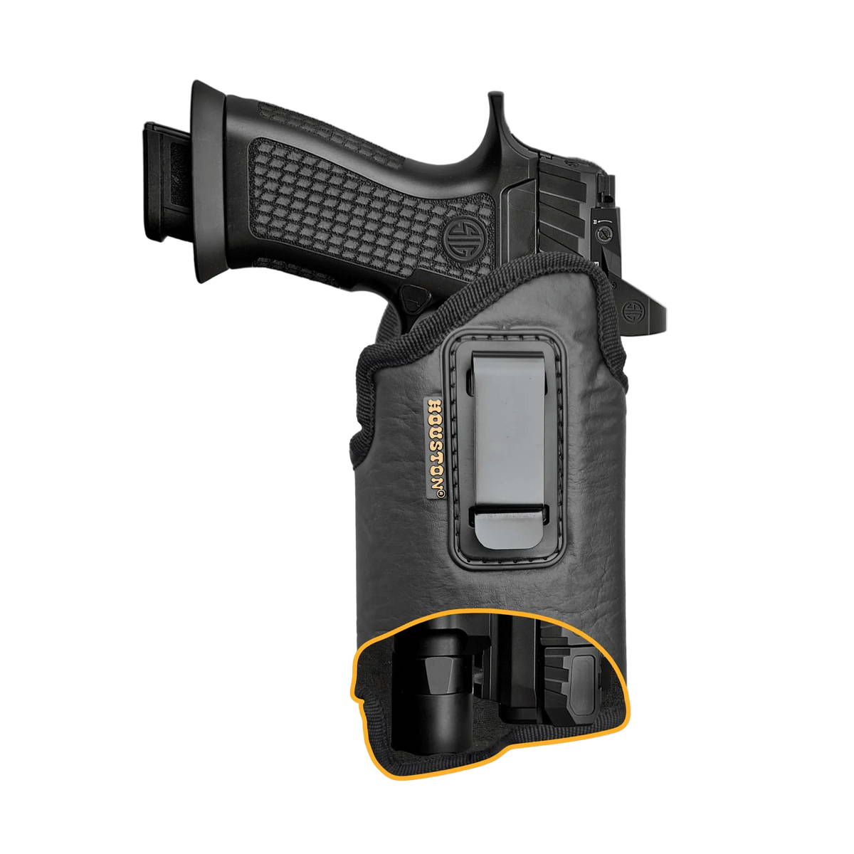 Eco-Leather IWB Holster with Light & Laser – Adjustable Metal Clip, Suede-Lined, Optics Ready