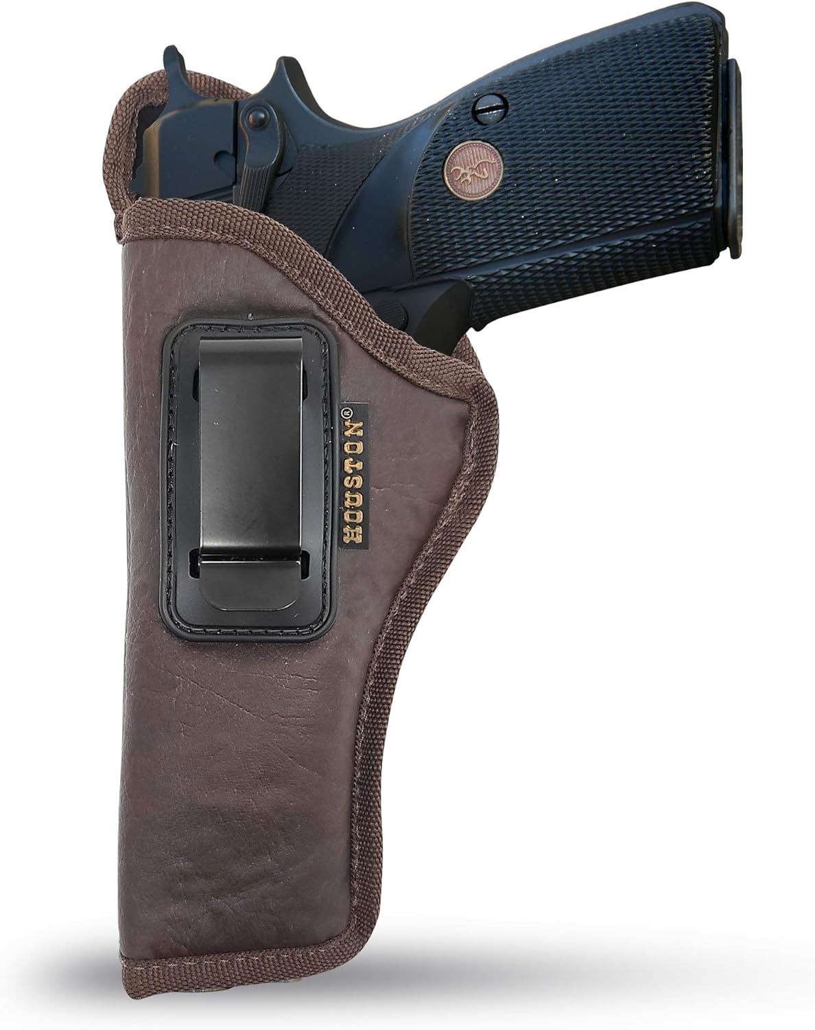 Brown Eco-Leather IWB Holster – Suede-Lined, Metal Clip, Pistols & Revolvers, Right & Left Hand