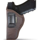 Brown Eco-Leather IWB Holster – Suede-Lined, Metal Clip, Pistols & Revolvers, Right & Left Hand