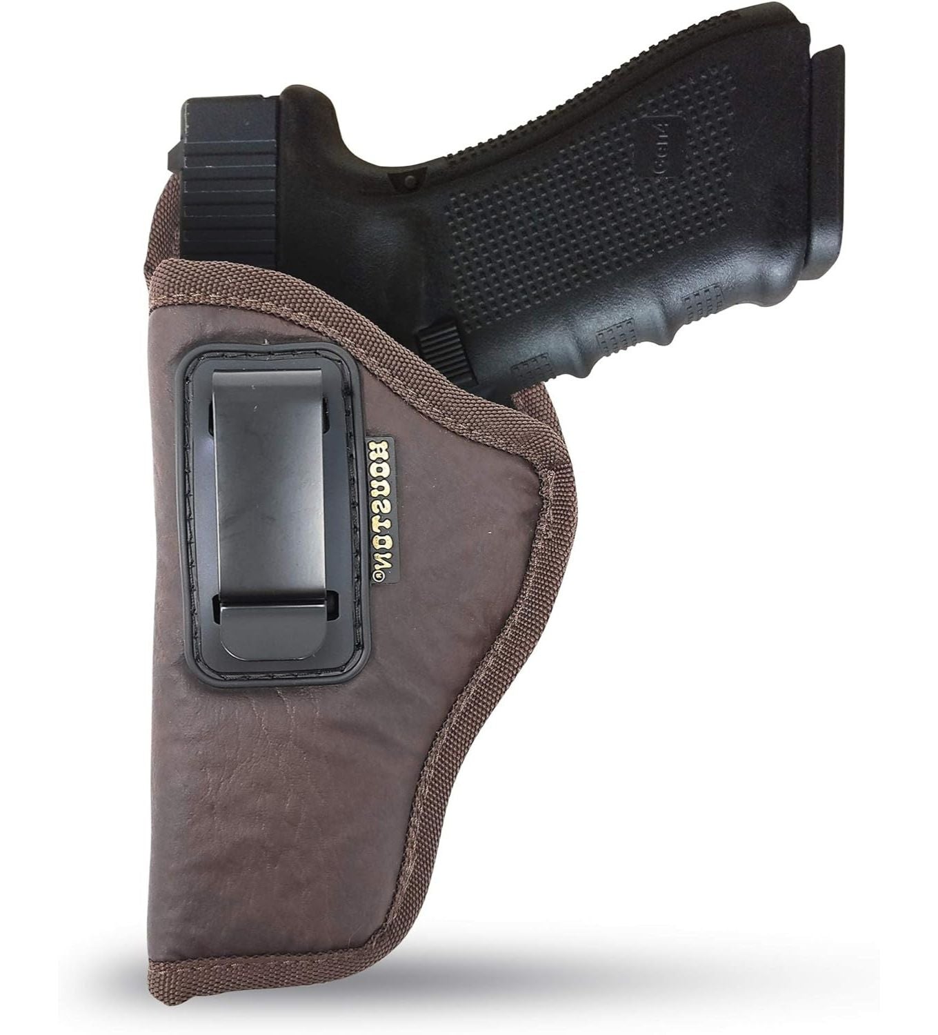 Brown Eco-Leather IWB Holster – Suede-Lined, Metal Clip, Pistols & Revolvers, Right & Left Hand