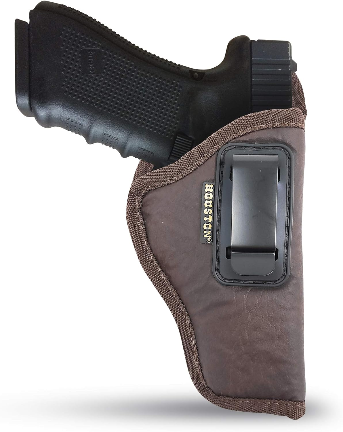 Brown Eco-Leather IWB Holster – Suede-Lined, Metal Clip, Pistols & Revolvers, Right & Left Hand