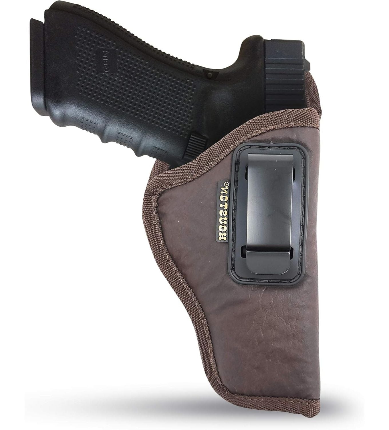 Brown Eco-Leather IWB Holster – Suede-Lined, Metal Clip, Pistols & Revolvers, Right & Left Hand
