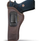 Brown Eco-Leather IWB Holster – Suede-Lined, Metal Clip, Pistols & Revolvers, Right & Left Hand