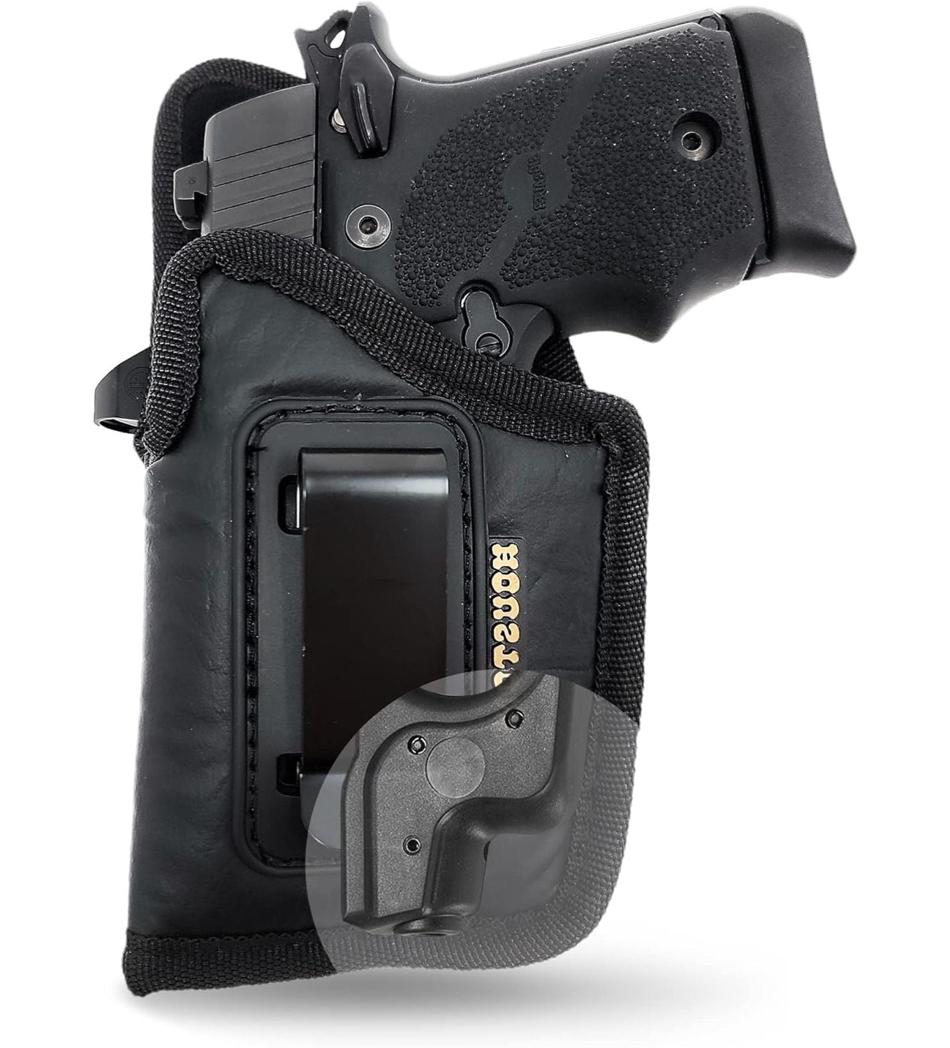 Eco-Leather Optic Cut IWB Holster with Laser – Suede-Lined, Metal Clip, Right & Left Hand