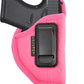 Pink Eco-Leather IWB Holster – Suede-Lined, Metal Clip, Pistols & Revolvers, Right & Left Hand