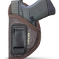 Brown Eco-Leather IWB Holster – Suede-Lined, Metal Clip, Pistols & Revolvers, Right & Left Hand