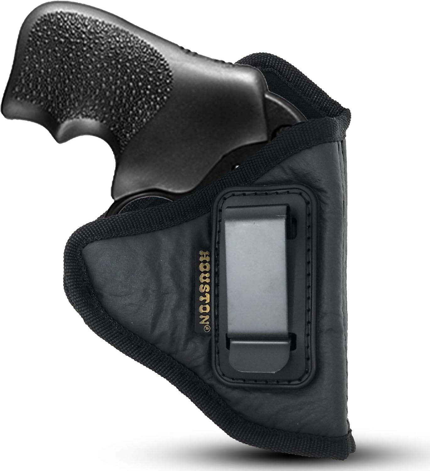IWB Concealed Carry Holster – Eco Leather BLACK Gun Holster with Metal Clip for Glock, S&W & More