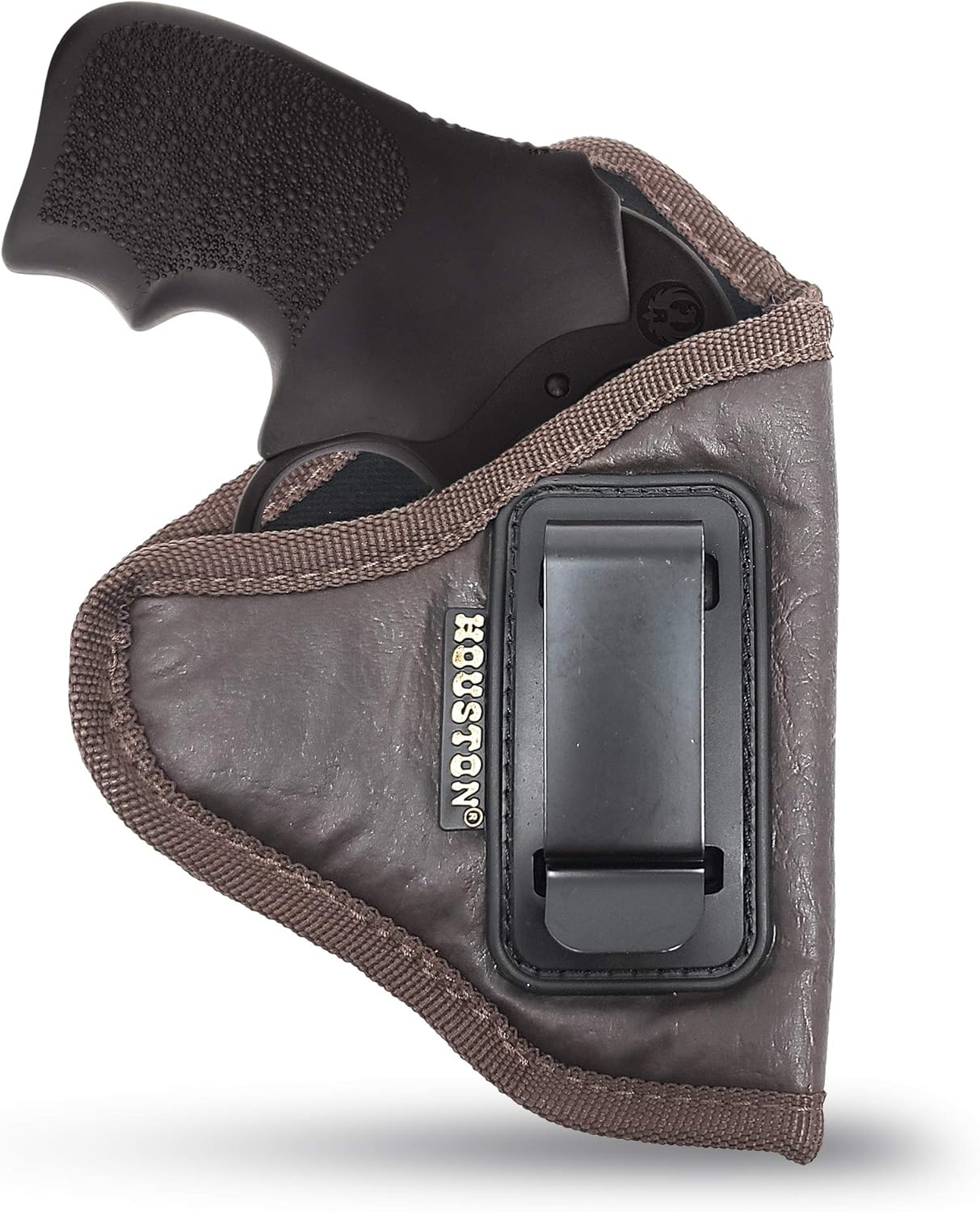 Brown Eco-Leather IWB Holster – Suede-Lined, Metal Clip, Pistols & Revolvers, Right & Left Hand