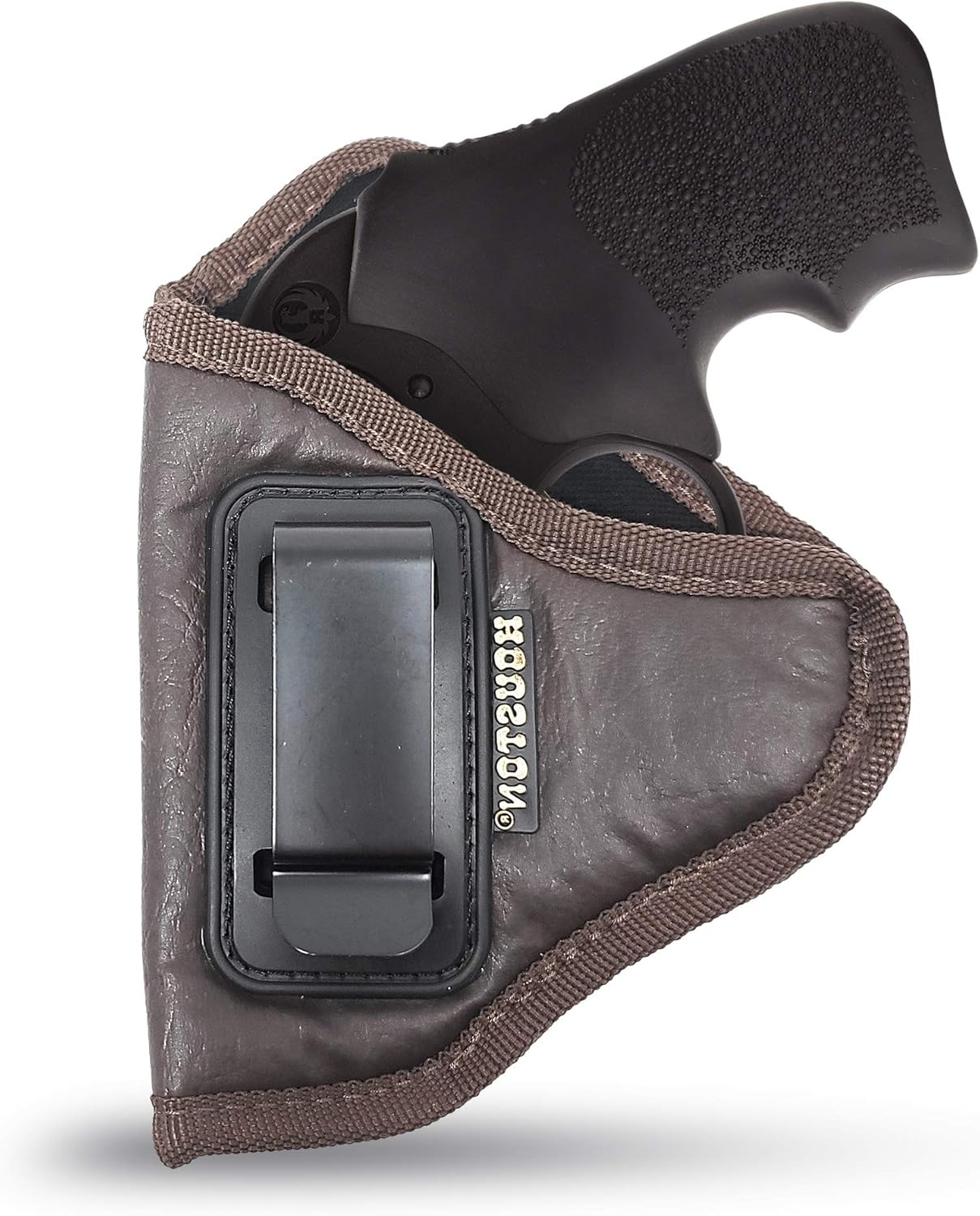 Brown Eco-Leather IWB Holster – Suede-Lined, Metal Clip, Pistols & Revolvers, Right & Left Hand