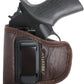 Brown Eco-Leather IWB Holster – Suede-Lined, Metal Clip, Pistols & Revolvers, Right & Left Hand