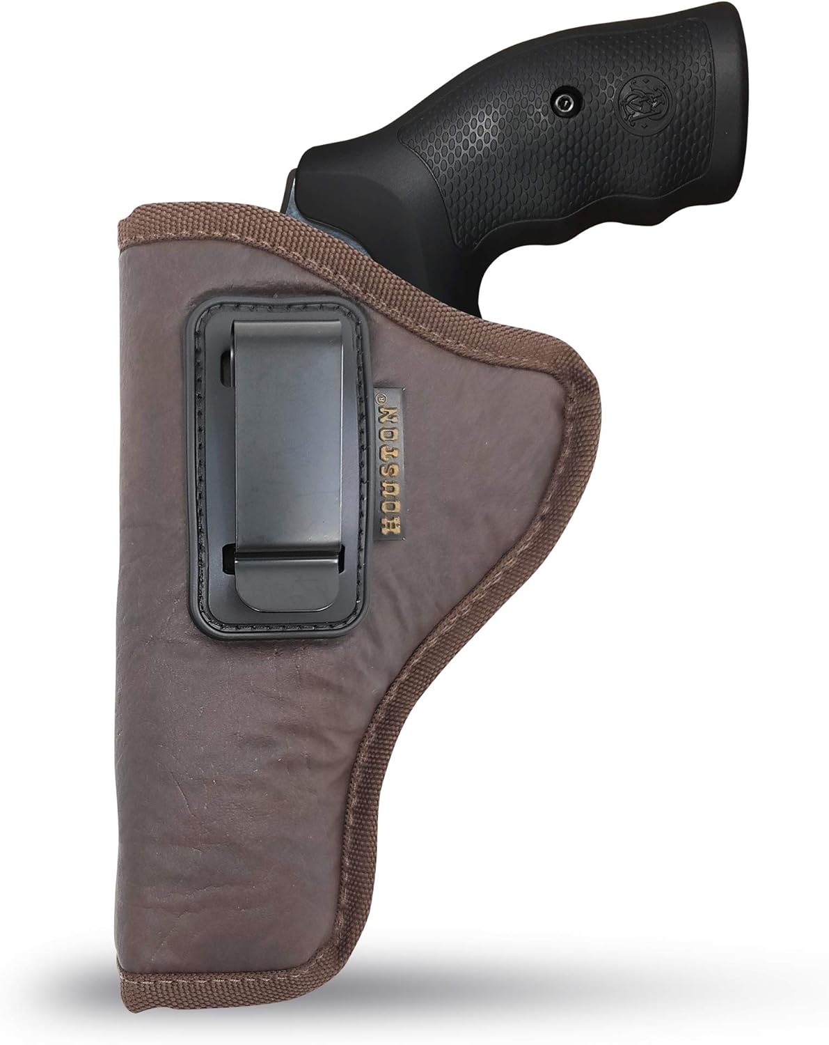 Brown Eco-Leather IWB Holster – Suede-Lined, Metal Clip, Pistols & Revolvers, Right & Left Hand