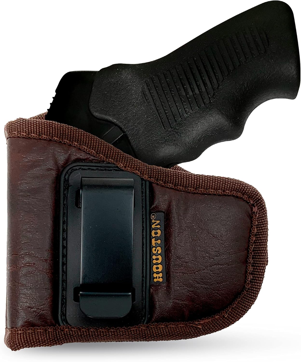 Brown Eco-Leather IWB Holster – Suede-Lined, Metal Clip, Pistols & Revolvers, Right & Left Hand
