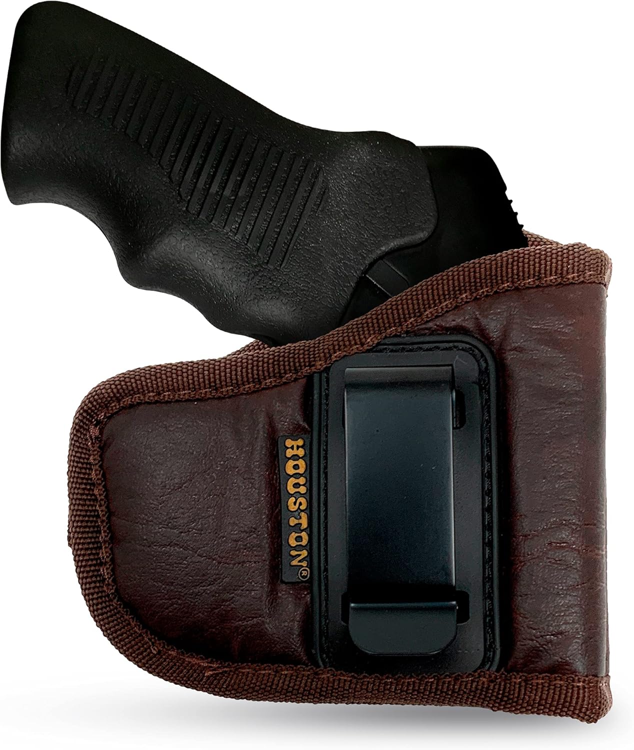 Brown Eco-Leather IWB Holster – Suede-Lined, Metal Clip, Pistols & Revolvers, Right & Left Hand