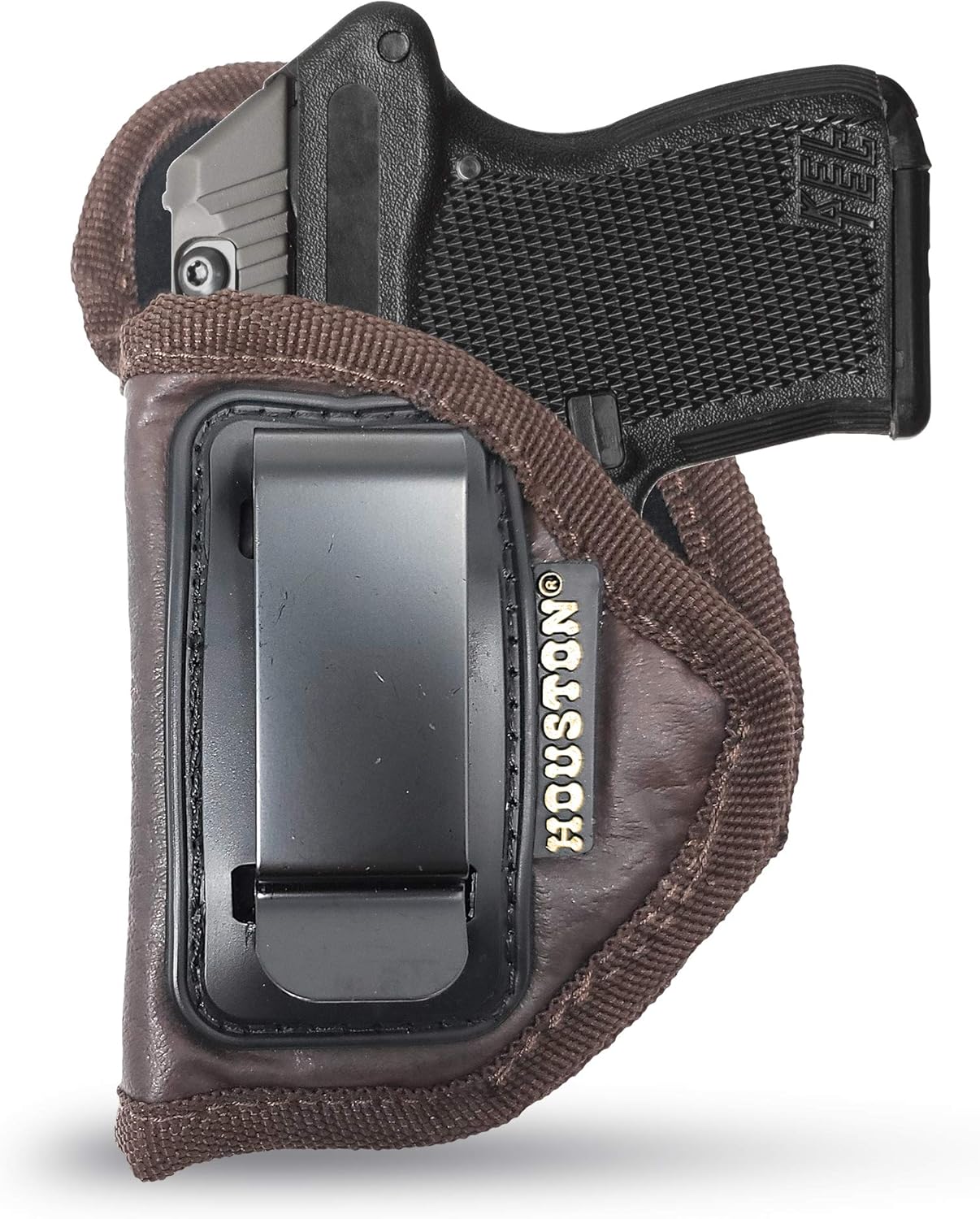 Brown Eco-Leather IWB Holster – Suede-Lined, Metal Clip, Pistols & Revolvers, Right & Left Hand