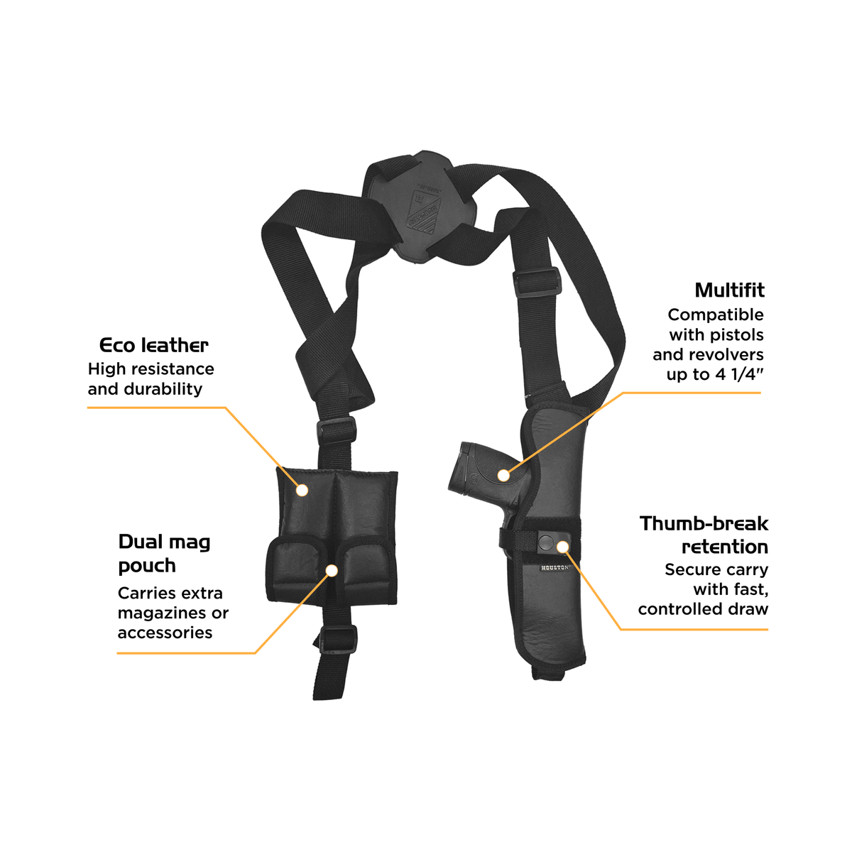 Eco-Leather Shoulder Holster with Mag Holder – Vertical Concealed Carry