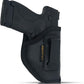 IWB Concealed Carry Holster – Eco Leather BLACK Gun Holster with Metal Clip for Glock, S&W & More