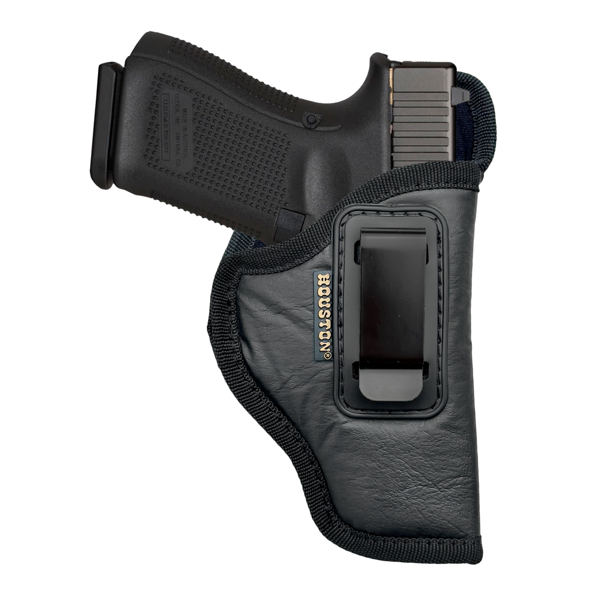 IWB Concealed Carry Holster – Eco Leather BLACK Gun Holster with Metal Clip for Glock, S&W & More