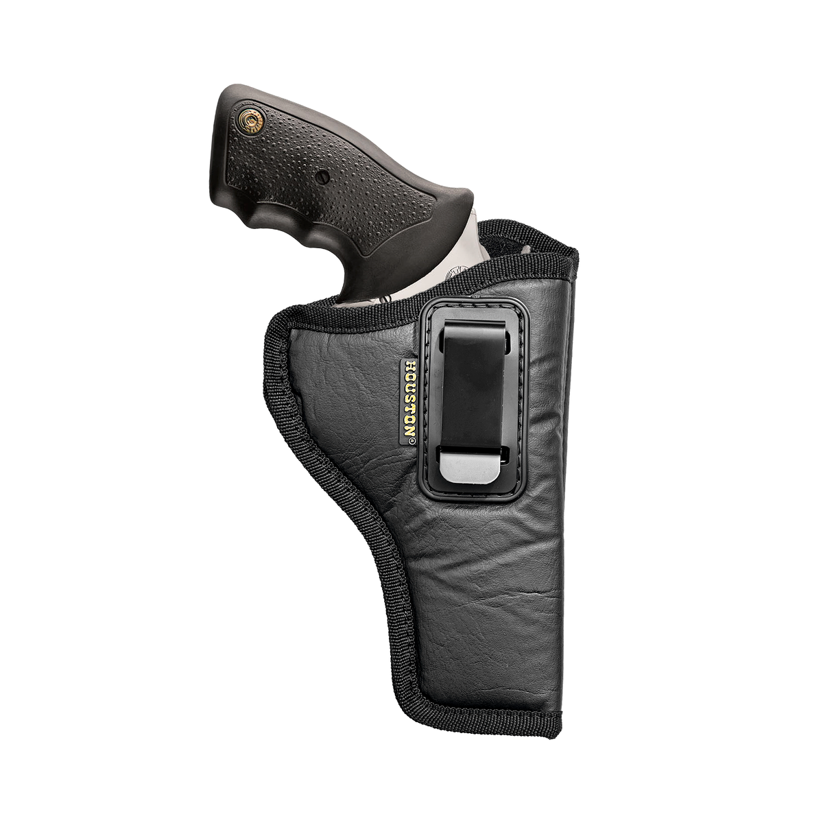 IWB Concealed Carry Holster – Eco Leather BLACK Gun Holster with Metal Clip for Glock, S&W & More