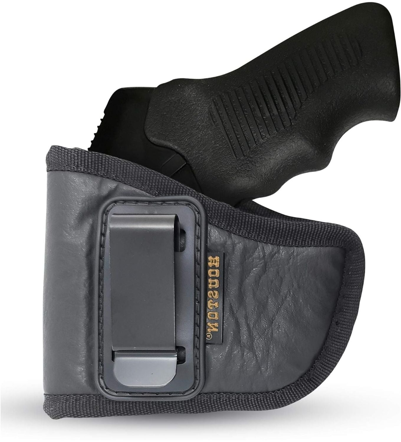 IWB Concealed Carry Holster – Eco Leather BLACK Gun Holster with Metal Clip for Glock, S&W & More