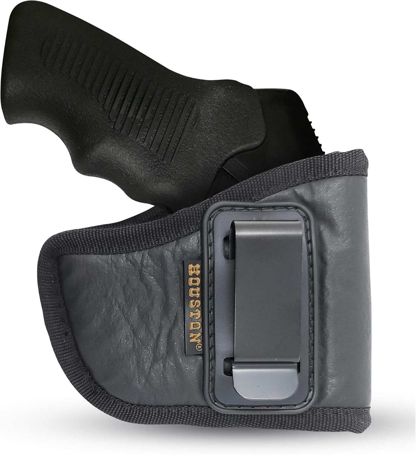 IWB Concealed Carry Holster – Eco Leather BLACK Gun Holster with Metal Clip for Glock, S&W & More