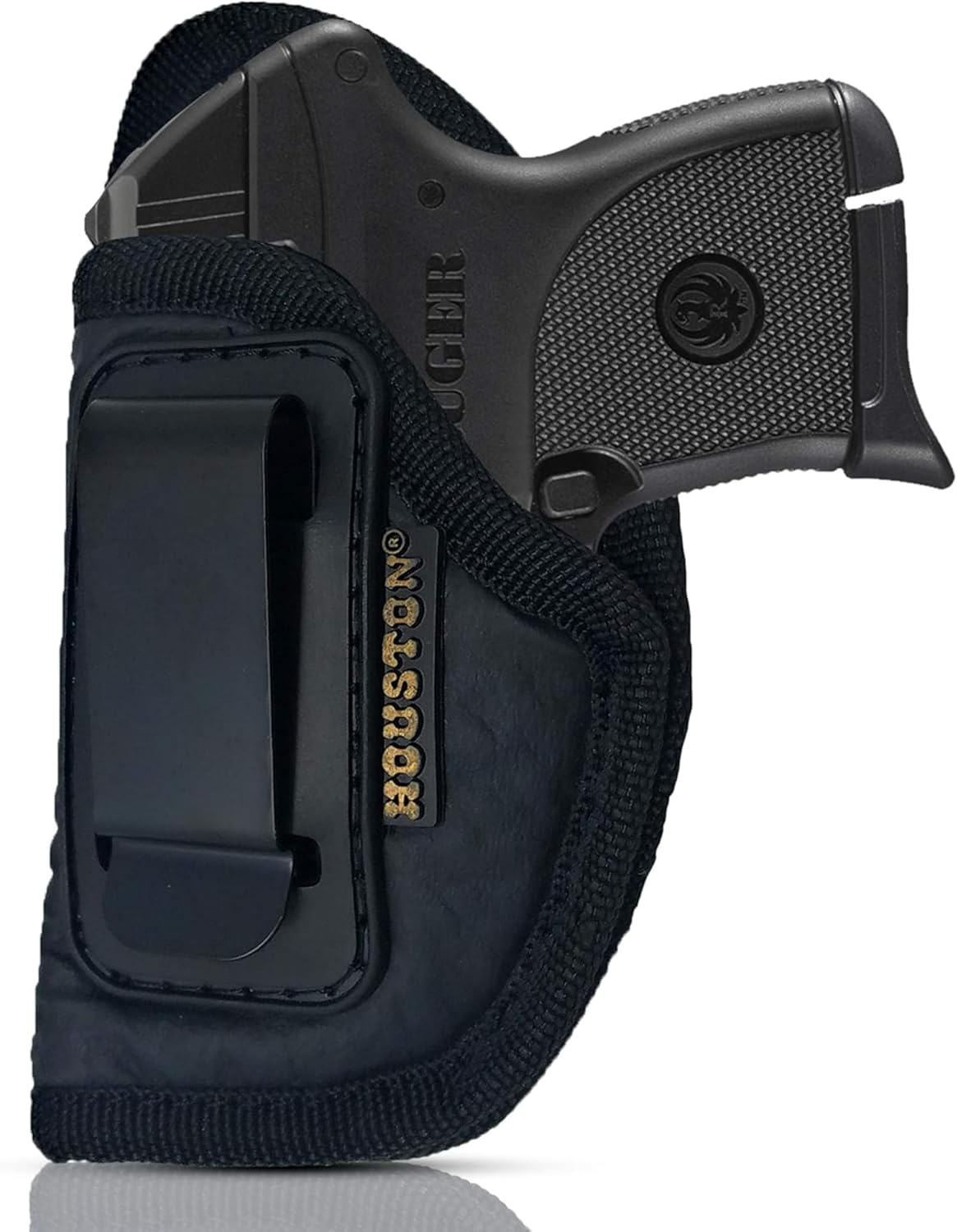IWB Concealed Carry Holster – Eco Leather BLACK Gun Holster with Metal Clip for Glock, S&W & More