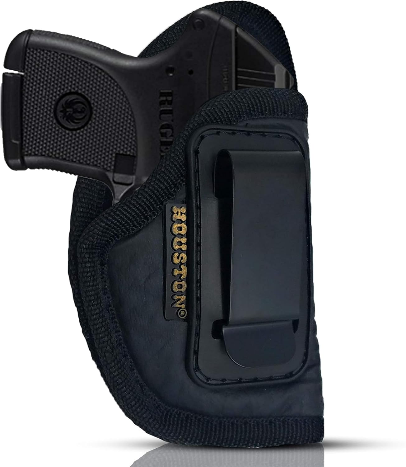 IWB Concealed Carry Holster – Eco Leather BLACK Gun Holster with Metal Clip for Glock, S&W & More