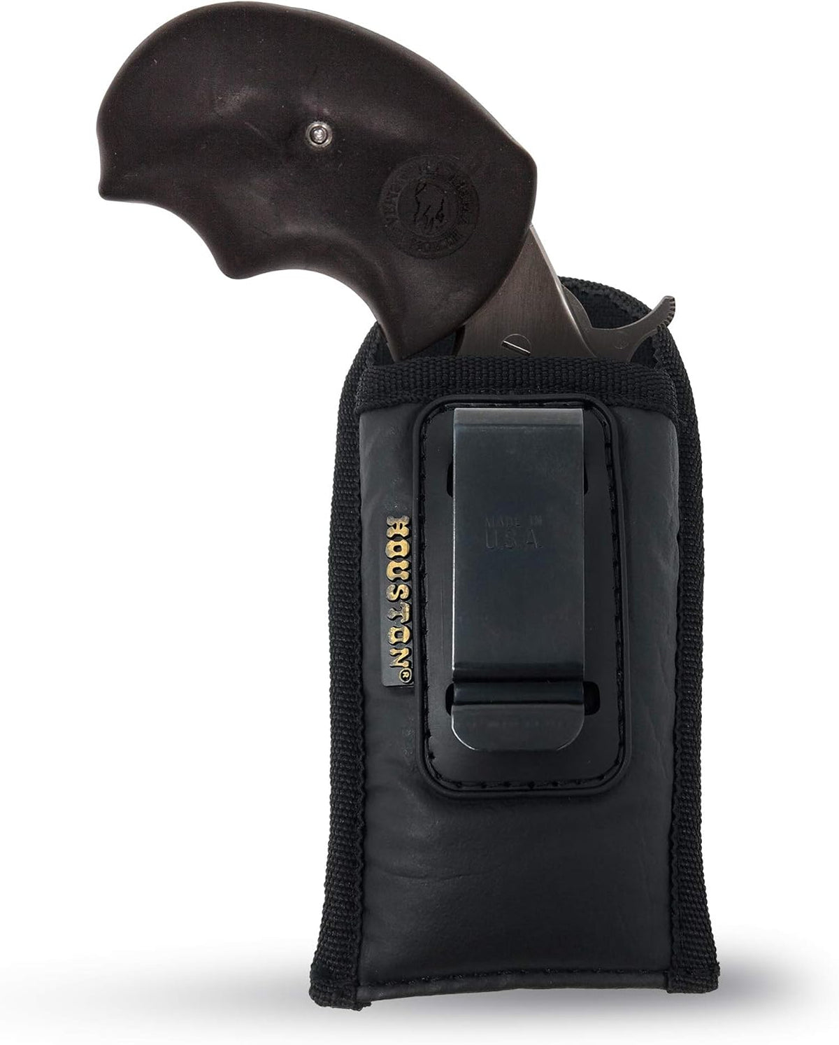 IWB Concealed Carry Holster – Eco Leather BLACK Gun Holster with Metal Clip for Glock, S&W & More