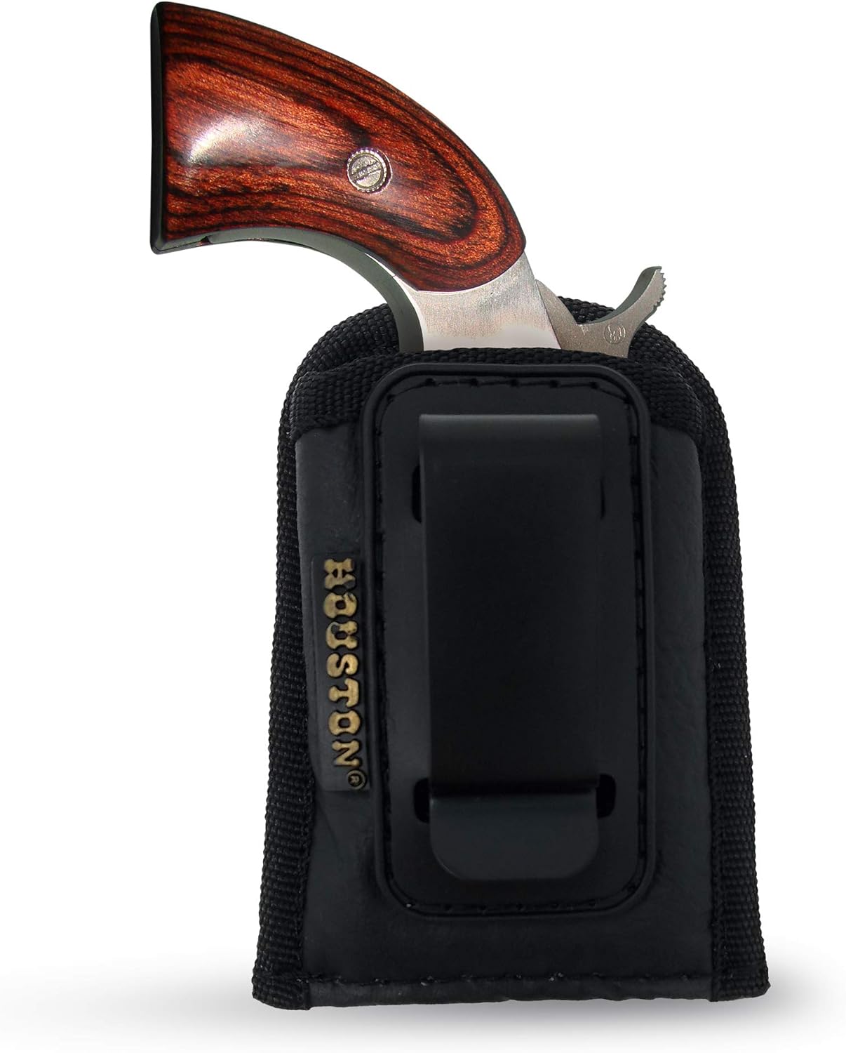 IWB Concealed Carry Holster – Eco Leather BLACK Gun Holster with Metal Clip for Glock, S&W & More