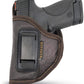 Brown Eco-Leather IWB Holster – Suede-Lined, Metal Clip, Pistols & Revolvers, Right & Left Hand