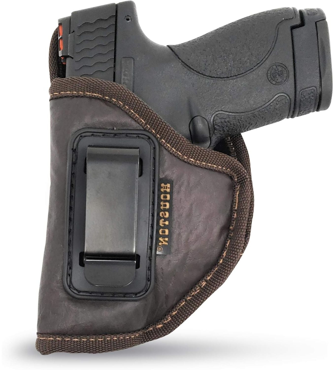 Brown Eco-Leather IWB Holster – Suede-Lined, Metal Clip, Pistols & Revolvers, Right & Left Hand