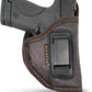 Brown Eco-Leather IWB Holster – Suede-Lined, Metal Clip, Pistols & Revolvers, Right & Left Hand
