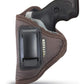 Brown Eco-Leather IWB Holster – Suede-Lined, Metal Clip, Pistols & Revolvers, Right & Left Hand