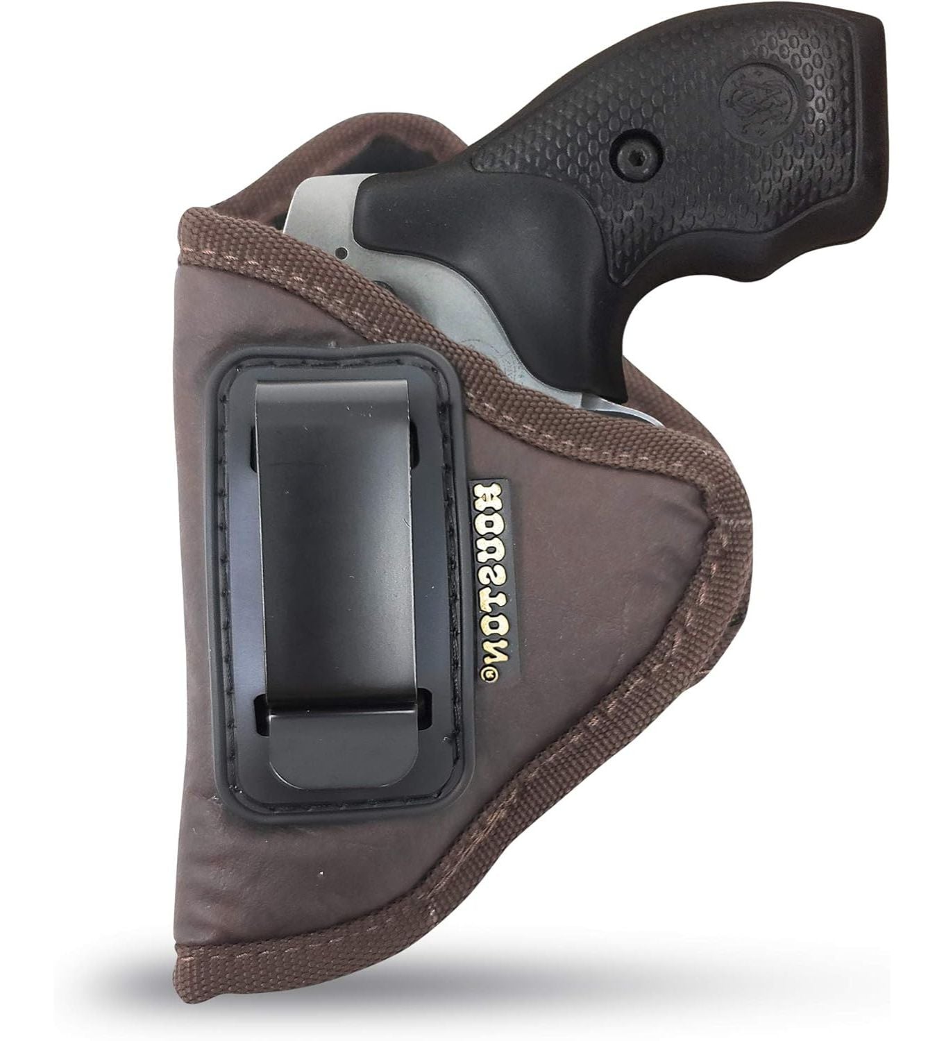 Brown Eco-Leather IWB Holster – Suede-Lined, Metal Clip, Pistols & Revolvers, Right & Left Hand