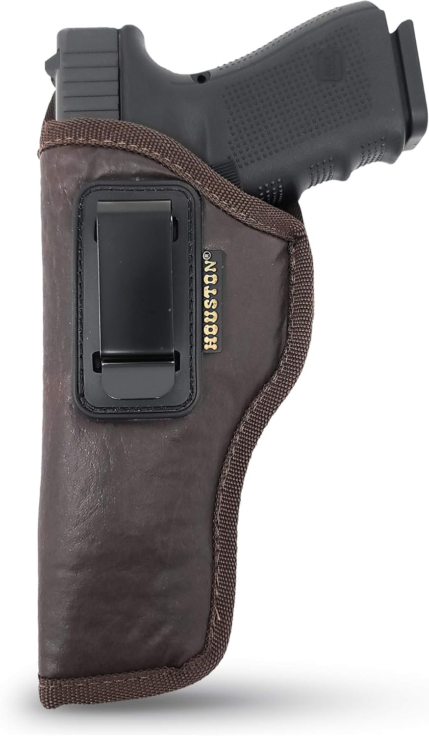 Brown Eco-Leather IWB Holster – Suede-Lined, Metal Clip, Pistols & Revolvers, Right & Left Hand